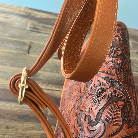 Rare💥Mauzari Sayulita Hand Tooled Leather Catalina Saddle Bag -Large - Picture 15 of 17